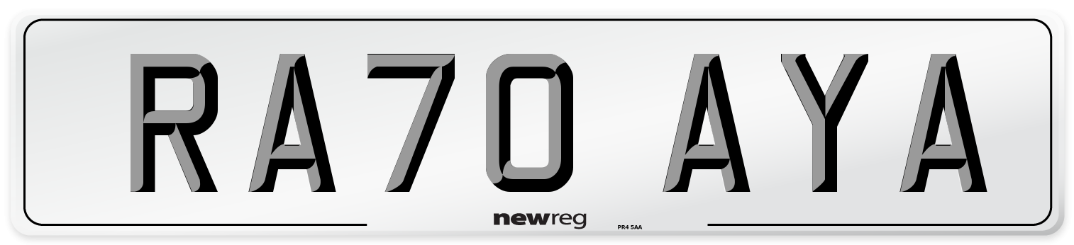 RA70 AYA Number Plate from New Reg